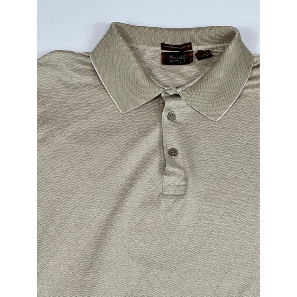 Tasso Elba Golf Polo Mens Short Sleeve Mercerized Cotton Tan Medium - Picture 2 of 7